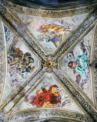 Freskot Strozzin kappelin kupolissa. Santa Maria Novellan kirkko, Firenze. Italia