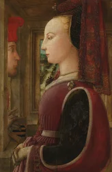 Muotokuva naisesta miehen kanssa kaapissa, n. 1440.