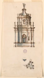 Piirustus, tabernaakkeliprojekti, 1750-1775.