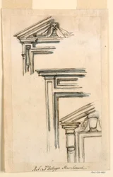 Piirustus, Kolme ikkuna- tai ovikoteloa, n. 1770.