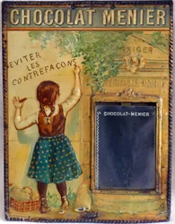 Mainoskyltti suklaa Menier, n. 1900 (emali)