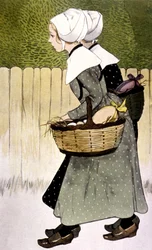 Palvelijat, jotka kantavat pääsiäismunia, n. 1900 (kuva)