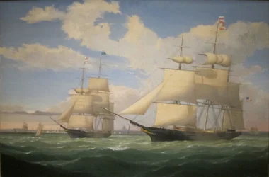 Laivat "Winged Arrow" ja "Southern Cross" Bostonin satamassa.