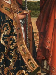 Madonnan yksityiskohta Petrus Wijtsin kanssa (öljy paneelissa)
