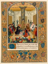 Duke Charles le Temeraire keskellä hoviaan Kultaisen Fleecen ritarikunnan ritarien kanssa, 1473