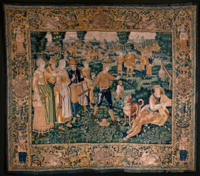 Flanderin kuvakudos. Hanhi peli. Oudenaarden ateljee. 341x395 cm. Lasku (83058)-7 / 0008. 1600-luku.