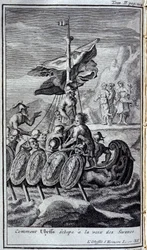 Kuinka Ulysses pakeni sireenin äänestä. Kuvitus kirjaan XII Homeroksen Odysseiasta, Odysseiassa, julkaistu Amsterdamissa vuonna 1731, Collection privee Milan.