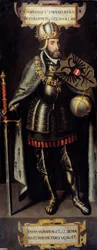 Espanjan kuninkaan, Pyhän Rooman valtakunnan keisarin Kaarle V:n (1500-1558) muotokuva. Flanderin koulun maalaus