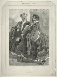 Krinolinografiat. Tuomaripuku ehdotettu vuodelle 1857.