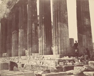 [Tiedot Parthenonin pylväikköstä, Ateena], n. 1870-luku.