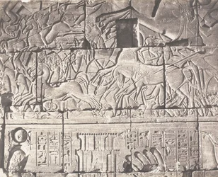 Karnak Thebes, palatsin kotelo - Yksityiskohdat Point O:n veistoksia, 1851-52, painettu 1853-54.