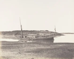 Louksor, Petit Bras du Nile - Voyageurs Barque, 1851-52, painettu 1853-54.