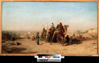 Caravan (Caravan). Felix Francois Ziemin (1821-1911) maalaus. Öljy kankaalle, 79 x 145 cm