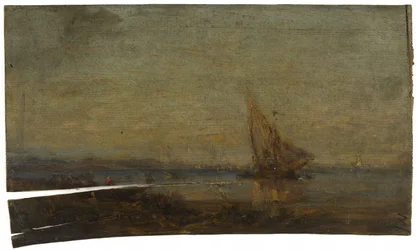 Martiguesin edustalla, keltainen purje, n. 1875 (öljy puulle)
