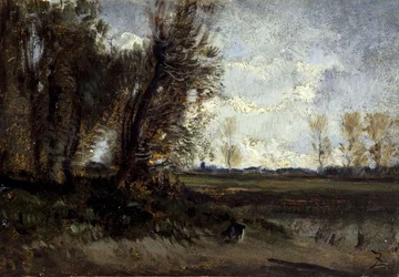 Lampi, vuosina 1850-1860 (öljy paperille kankaalle).