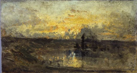 Jokikäännös (edessä); kolme opusta (takana), vuosina 1850-1860 (öljy puulle).