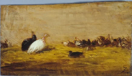 Kalkkunoita, vuosina 1850-1855 (öljy puulle)