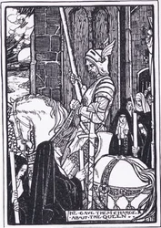 Hän antoi heille kuningattaresta (Guinevere) tehtävän (litografia).