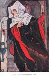 Kuningatar Guinevere oli jättänyt hovin (Guinevere) (litografia)