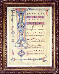 Asteittainen, jossa on historiallinen alkukirjain I, joka kuvaa evankelista Pyhää Johannesta, n. 1315