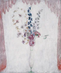Delphinums and Columbine, n. 1923 (öljy kankaalle)