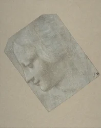 Naisen pää profiilissa vasemmalle, 1490-1500.