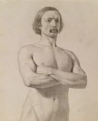 Akateeminen alastontutkimus, puolipitkä viikset ja kädet ristissä, 1849