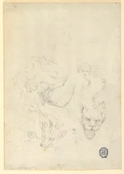 Piirros, Thetis ja Amor ratsastamassa kalalla, n. 1820.