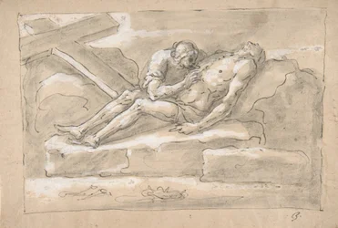 Kuollut Kristus, jota sivuhaavaansa kunnioittava Magdalen suree., 1787-1863.