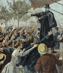 Paul deroulede mielenosoituksessa Pariisissa vuonna 1898 (kaiverrus).