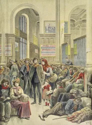 Italialaiset emigrantit Gare Saint-Lazaressa, "Le Petit Journal", 29. maaliskuuta 1896