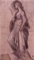 Pag-aaral ng St. Catherine ng Alexandria (chalk na may gouache sa papel)finn