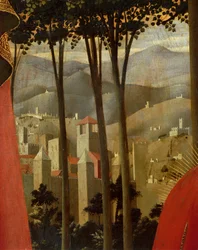 Laskeuma ristiltä tai Pyhän Kolminaisuuden alttaritaulu (yksityiskohta), n. 1432 (tempera puulla)