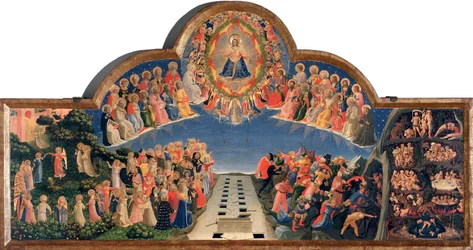 Viimeinen tuomio Jeesus Kristus mandorissa (Detrempe puulla