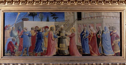 Neitsyen häät. Predelle (maalaus puulle) 1435