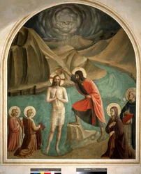 Pyhän Johannes Kastajan Kristuksen kaste - fresko Guido di Pietro