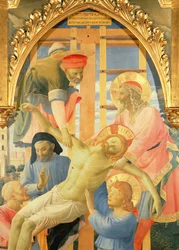 Santa Trinitan alttaritaulu, yksityiskohta kuolleen Kristuksen laskeutumisesta ristiltä, n.1434, tempera ja kultaa paneelilla.