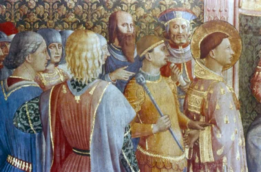 St Laurence Deciuss-tuomioistuimen edessä, 1400-luvun puoliväli.