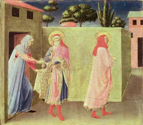SS:n The Healing of Palladia. Cosmas ja Damian, predella Annalenan alttaritaulusta, 1434 (tempera paneelissa)