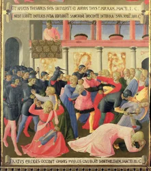 Viattomien lasten surma, yksityiskohta Santissima Annunziatan hopea-aarteen ensimmäisestä paneelista, noin 1450-53