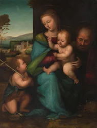 Pyhä perhe ja Johannes Kastaja, noin 1505-1515 (öljy paneelille).