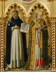 Pyhät Dominicus ja Nikolaus Barilainen Perugian alttaritaululta, noin 1437.