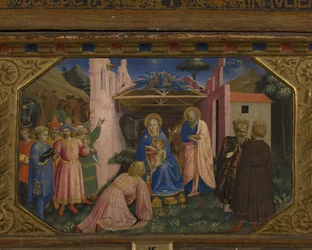 The Adoration of the Magi The Annunciation -retable 5 Predella-kohtauksella, 1430-1432