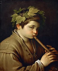 Garcon jouant de la flute - Huilua soittava poika - Francesco Bassano, nuorempi (1549-1592). Öljy kuparille, noin 1580-1585. Mitat: 54,6 x 44 cm. Taidehistoriallinen museo, Vienne