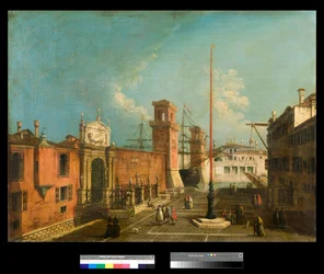 Näkymä campolle ja Arsenalin porteille, Venetsia Francesco Albotto (1721-1757) maalaus 1743-1746 Yksityinen kokoelma