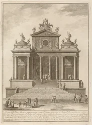 Jupiterille, Junolle ja Minervalle omistettu temppeli Chinea-festivaalia varten, 1785.