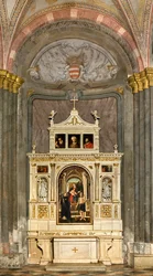 North Transept, Pyhän Nikolauksen alttari, Amigone ja Friar Mabila 1495, Madonna Enthroned ja Child St. Anna Pyhä Nikolaus Tolentino ja Jerome, Francesco Casella