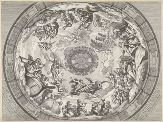 Kupolin koristelu Vanhan testamentin hahmoilla ja enkeleillä Cupola prima di mosaico capella del SS.mo Crucifisso (...) (otsikko esineessä) Pietarinkirkon kupolikoristeet (sarjan nimi)
