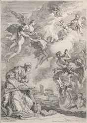 Paavi Pyhä Gregorius I vapauttaa sielut kiirastulesta rukouksillaan, 1731.