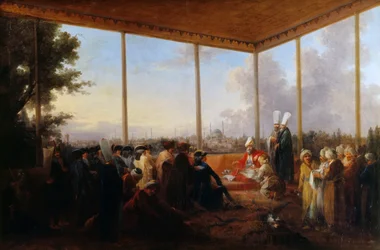 Yleisö Konstantinopolissa: suurvisiiri Aimali Carac Francois-Emmanuel Guignardille, Co.